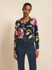 Chiara silk orchid print shirt