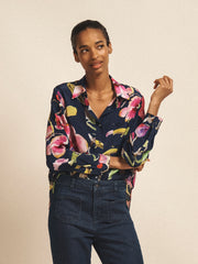 Chiara silk orchid print shirt