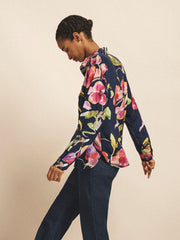Chiara silk orchid print shirt