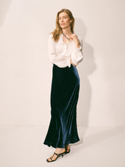 Nikki Silk Satin Shirt - Ivory | NRBY Clothing