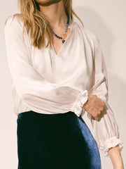 Nikki silk satin shirt - Ivory | NRBY Clothing