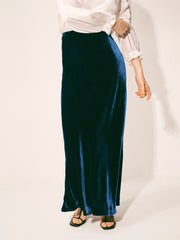 Cyd silk blend velvet bias cut skirt - Midnight | NRBY Clothing