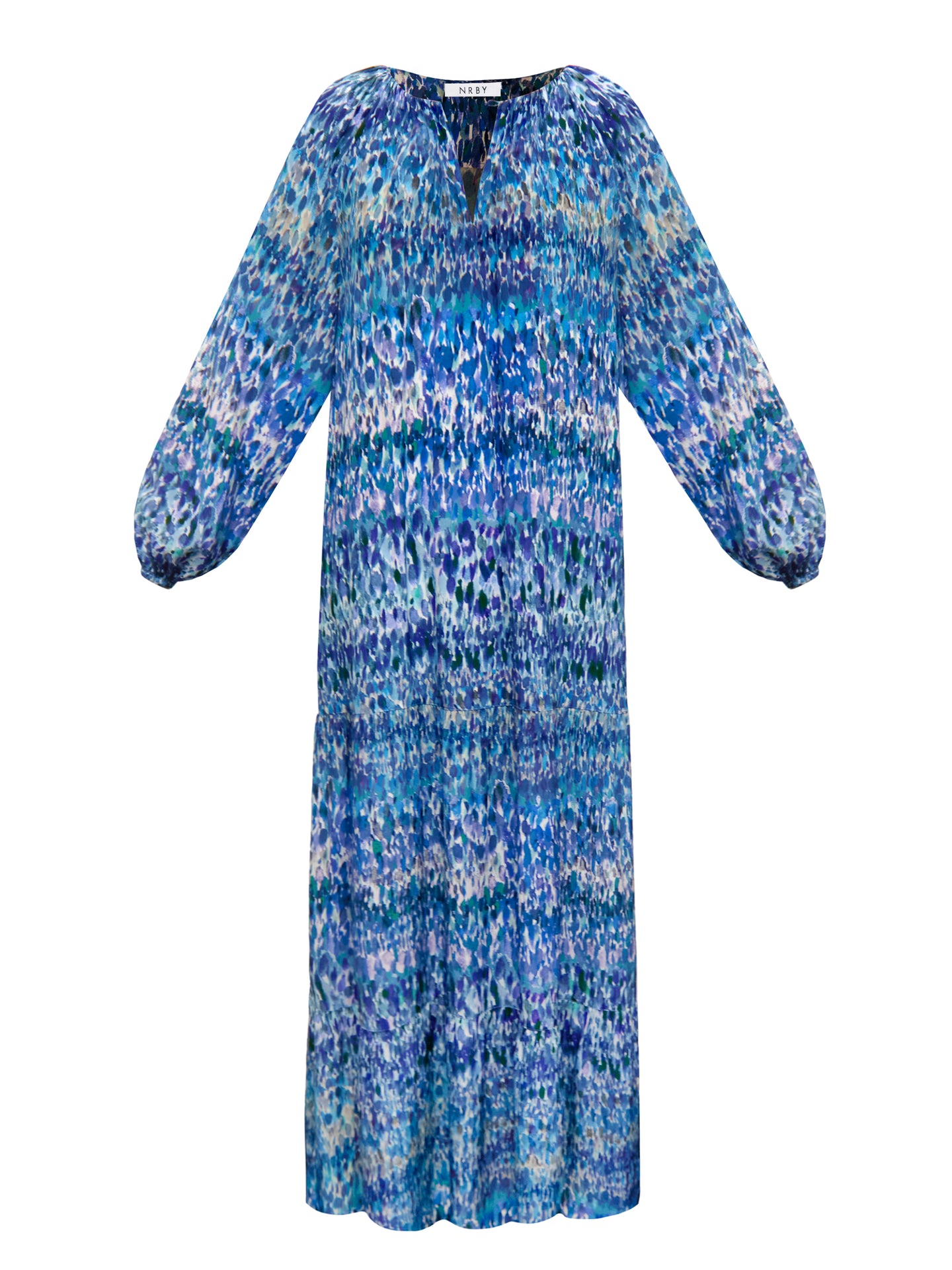 Carly silk watercolour splash maxi dress
