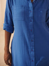 Carmen cotton double cloth shirt dress - Cobalt