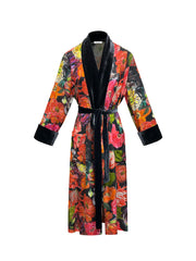 Cecilia silk painted floral robe