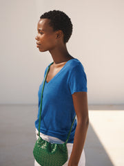 Charlie linen V-neck t-shirt - Cobalt | NRBY Clothing