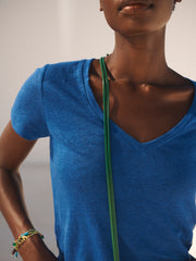 Charlie linen V-neck t-shirt - Cobalt | NRBY Clothing