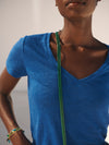 Charlie linen V-neck t-shirt - Cobalt