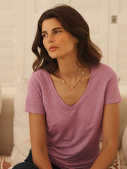 Charlie linen V-neck t-shirt - Lavender Mauve | NRBY Clothing