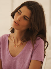 Charlie linen V-neck t-shirt - Lavender Mauve | NRBY Clothing