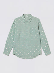 Chiara silk polka dot print shirt - Soft Sage