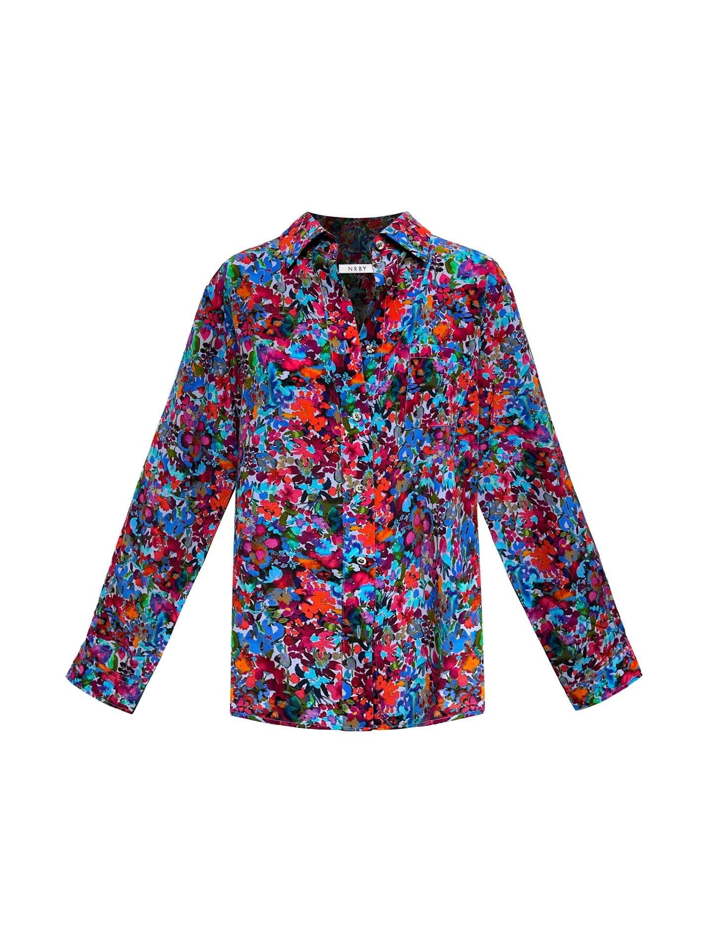 Chiara silk dark floral splash shirt