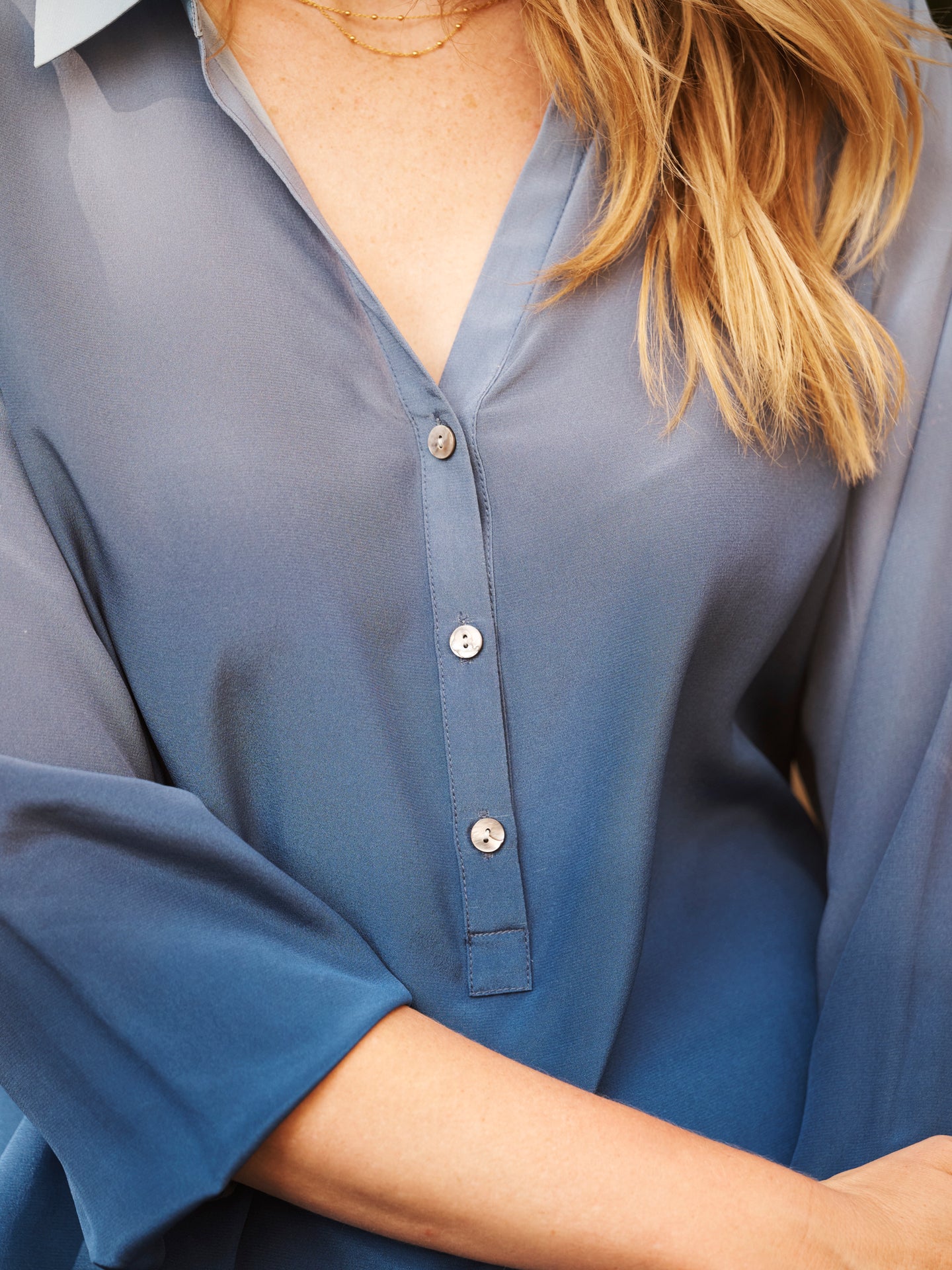 Dani silk dip dye shirt - Blue dip dye