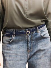 Leather Belt - Navy
