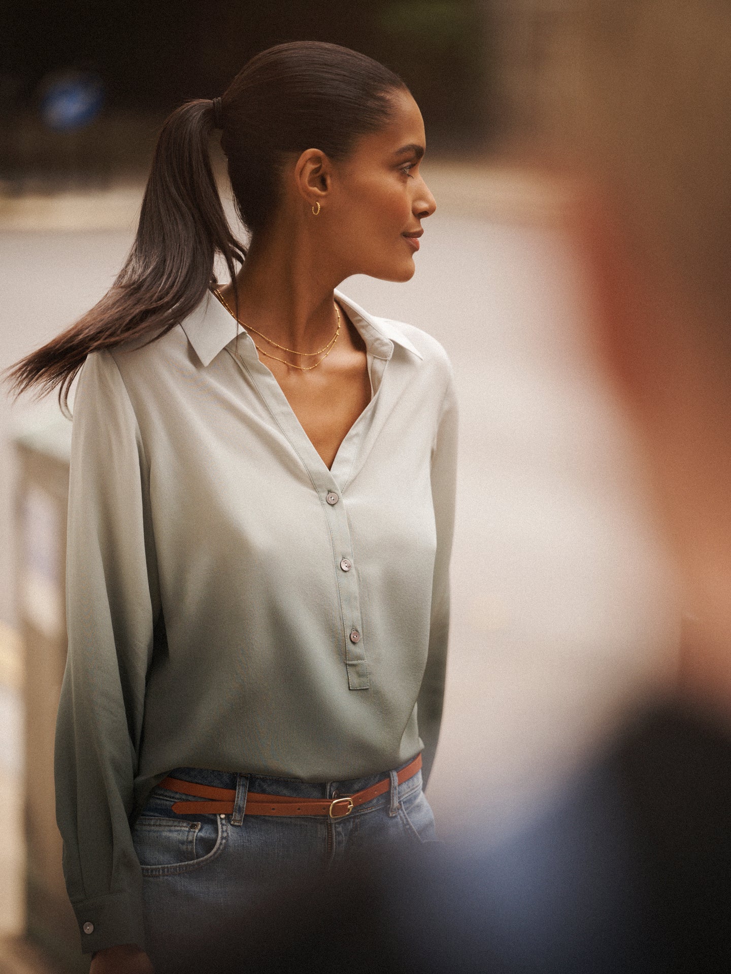 Dani silk dip dye shirt - Khaki dip dye