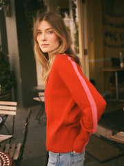Devora merino side stripe sweater - Red / Pink | NRBY Clothing