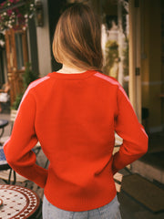 Devora merino side stripe sweater - Red / Pink | NRBY Clothing