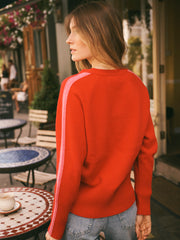 Devora merino side stripe sweater - Red / Pink | NRBY Clothing