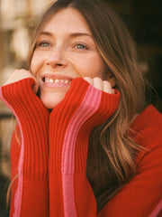 Devora merino side stripe sweater - Red / Pink | NRBY Clothing