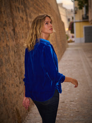 Chiara velvet shirt - Lapis Blue