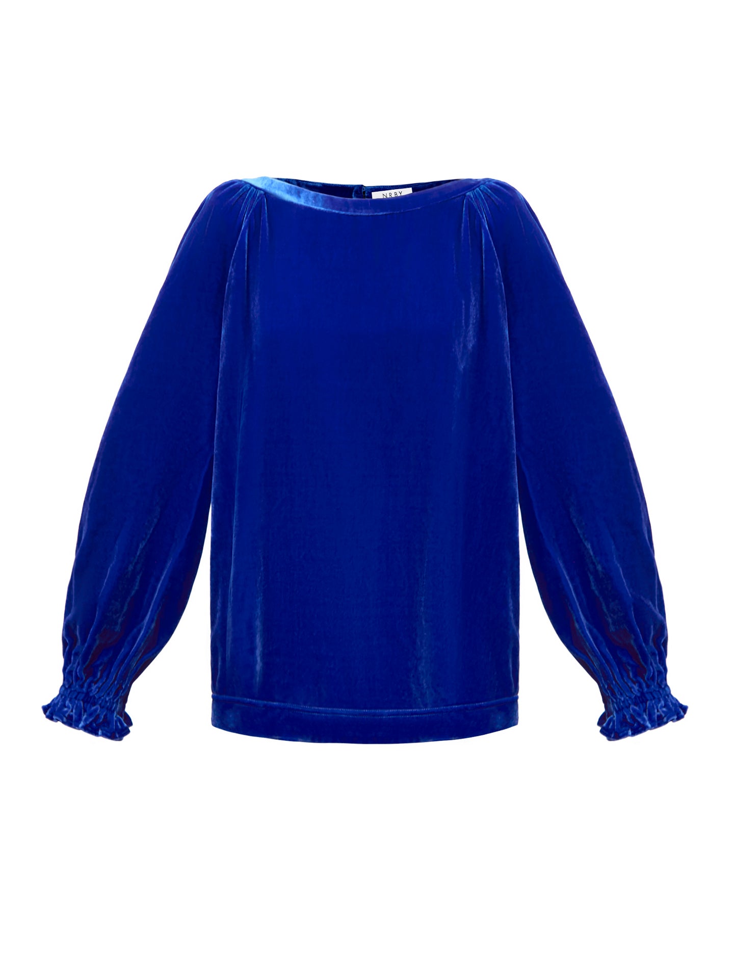 Daphne silk blend velvet boat neck top - Lapis