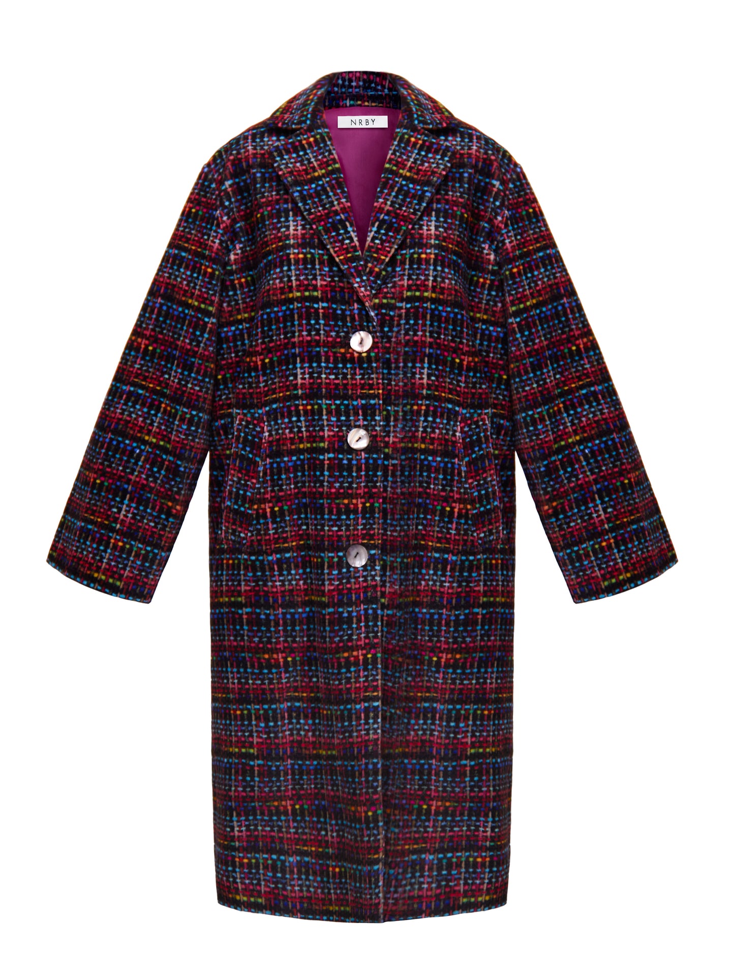 Delphine cotton velvet stardust tweed print coat