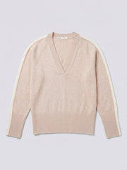 Devora merino side stripe sweater - Oyster / Ivory | NRBY Clothing