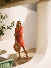 Lillibet cotton embroidered gingham dress | NRBY Clothing