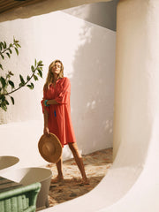 Lillibet cotton embroidered gingham dress | NRBY Clothing