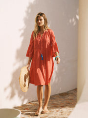 Lillibet cotton embroidered gingham dress | NRBY Clothing