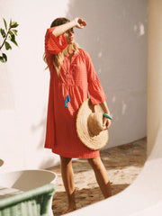 Lillibet cotton embroidered gingham dress | NRBY Clothing