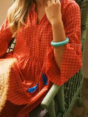 Lillibet cotton embroidered gingham dress | NRBY Clothing