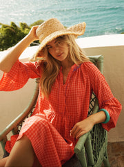 Lillibet cotton embroidered gingham dress | NRBY Clothing