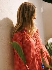 Lillibet cotton embroidered gingham dress | NRBY Clothing
