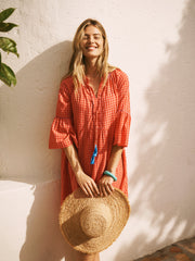 Lillibet cotton embroidered gingham dress | NRBY Clothing