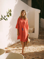 Lillibet cotton embroidered gingham dress | NRBY Clothing