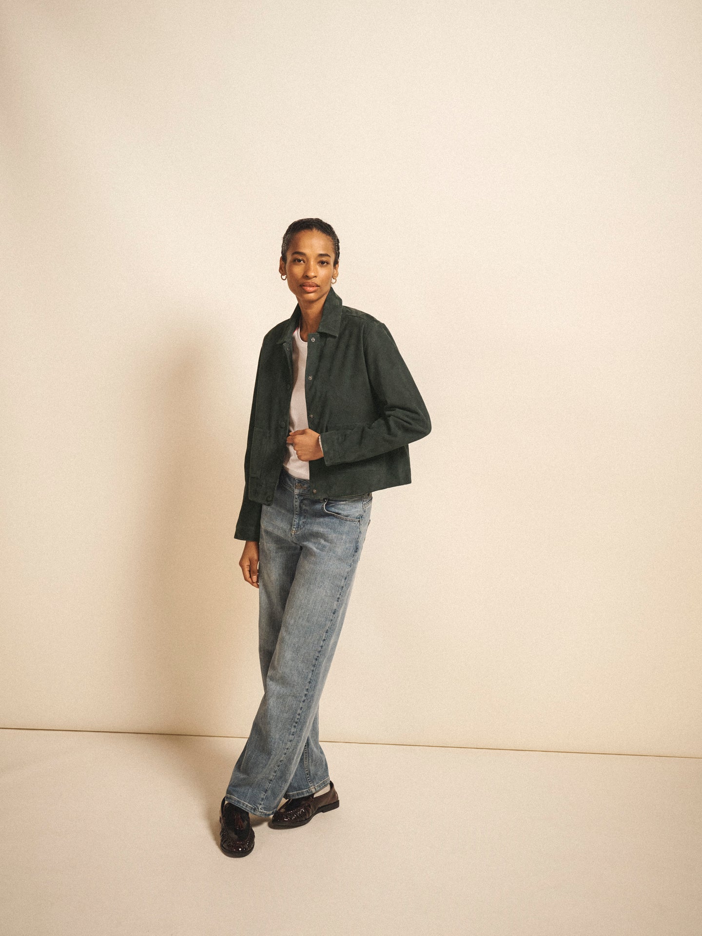 Eliza suede jacket - Dark Jade