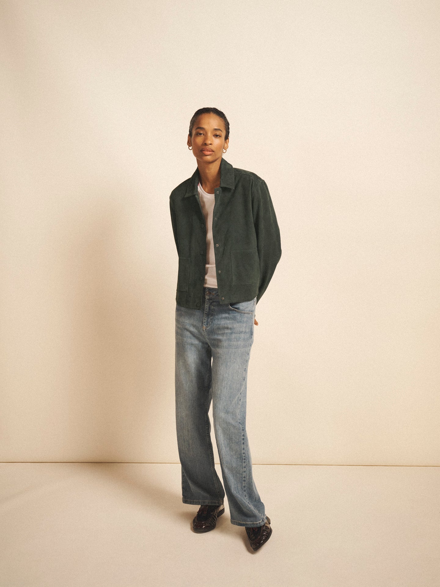 Eliza suede jacket - Dark Jade