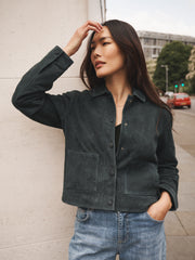 Eliza suede jacket - Dark Jade