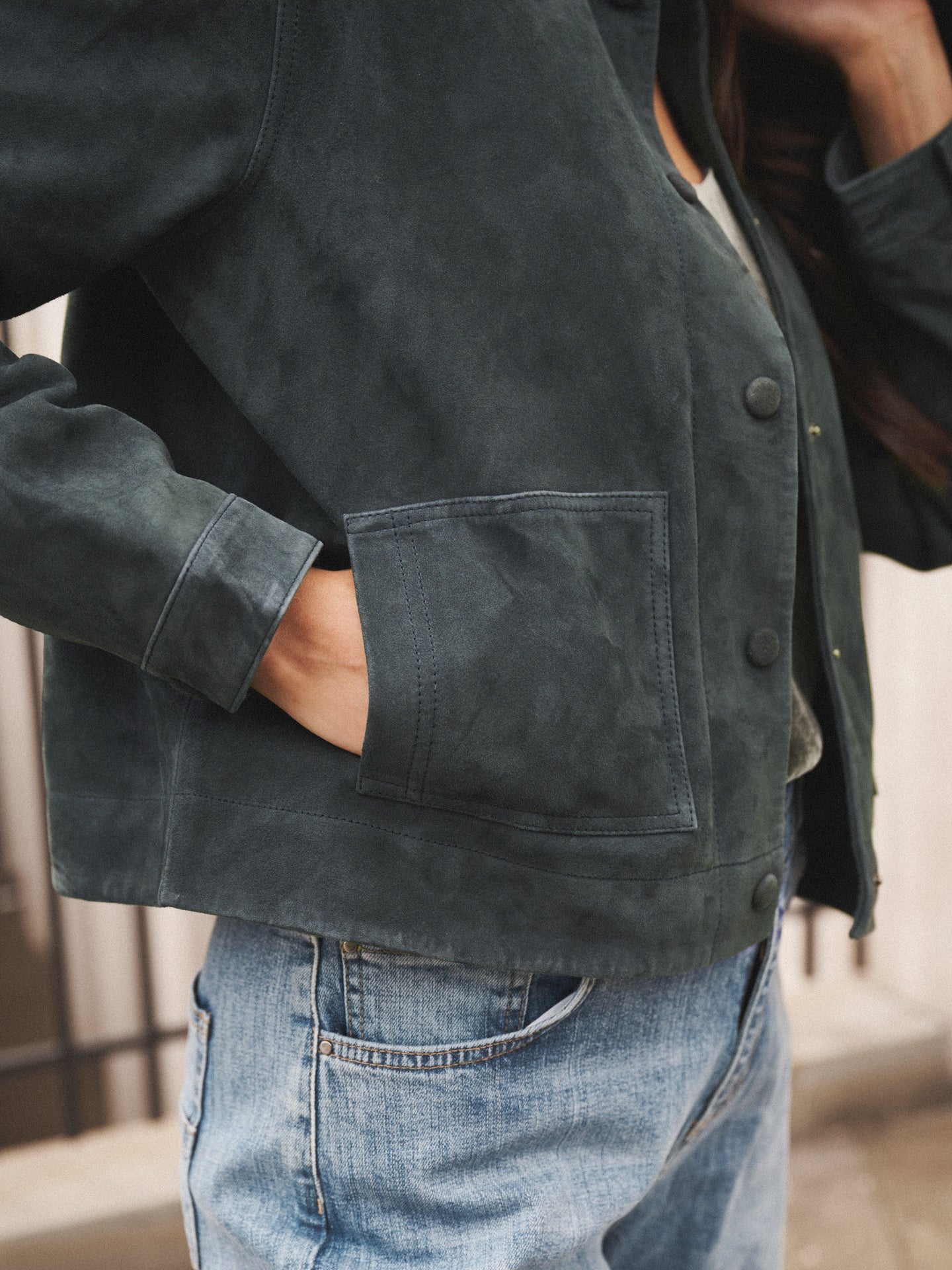 Eliza suede jacket - Dark Jade