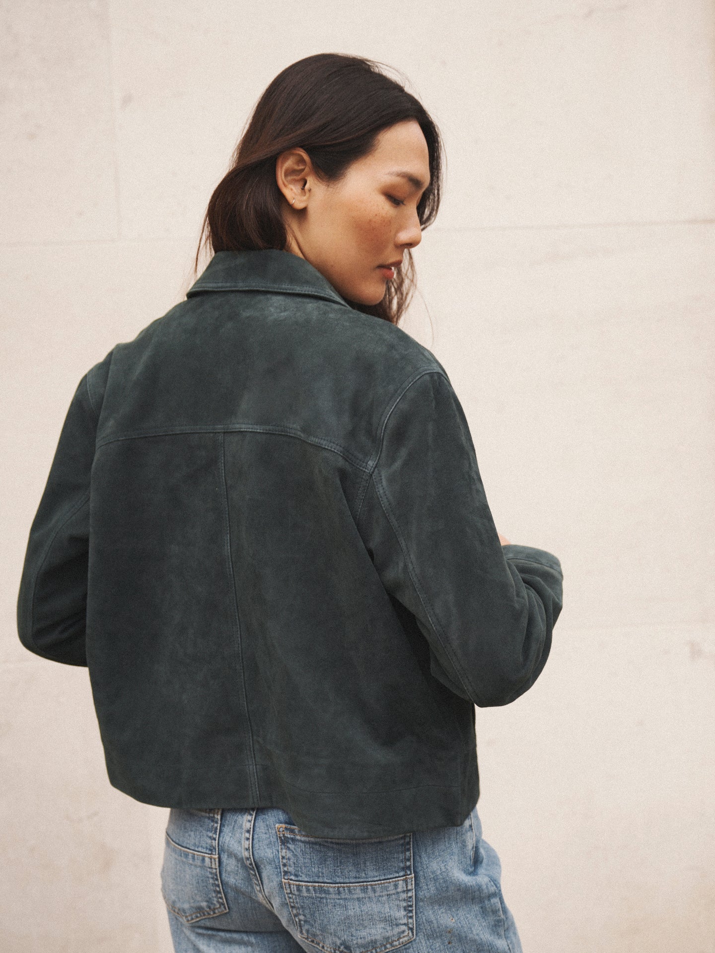 Eliza suede jacket - Dark Jade