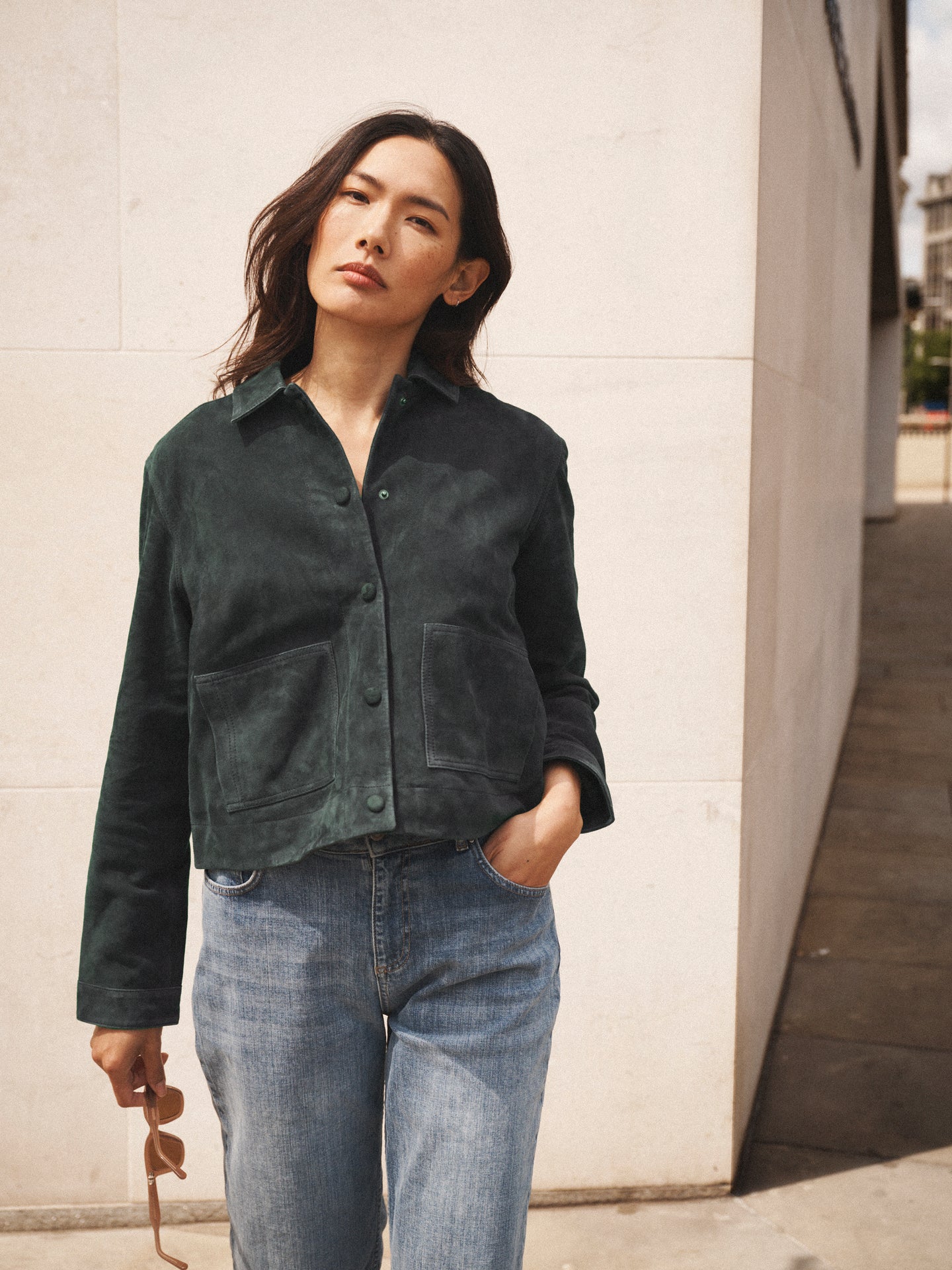 Eliza suede jacket - Dark Jade