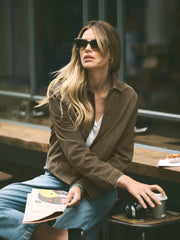 Eliza suede jacket - Khaki | NRBY Clothing