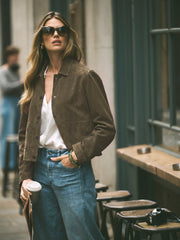 Eliza suede jacket - Khaki | NRBY Clothing