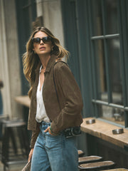 Eliza suede jacket - Khaki | NRBY Clothing