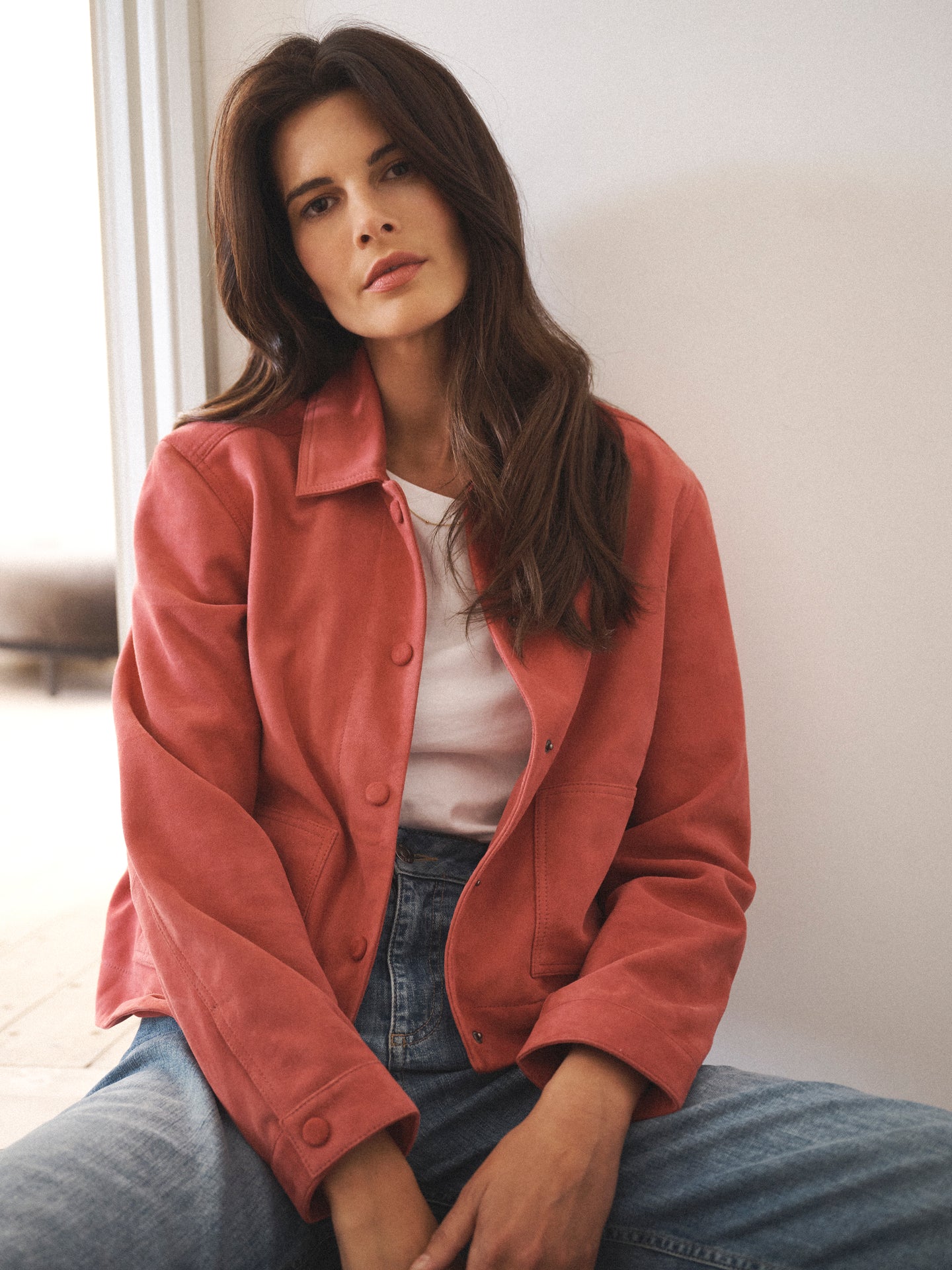 Eliza suede jacket - Raspberry