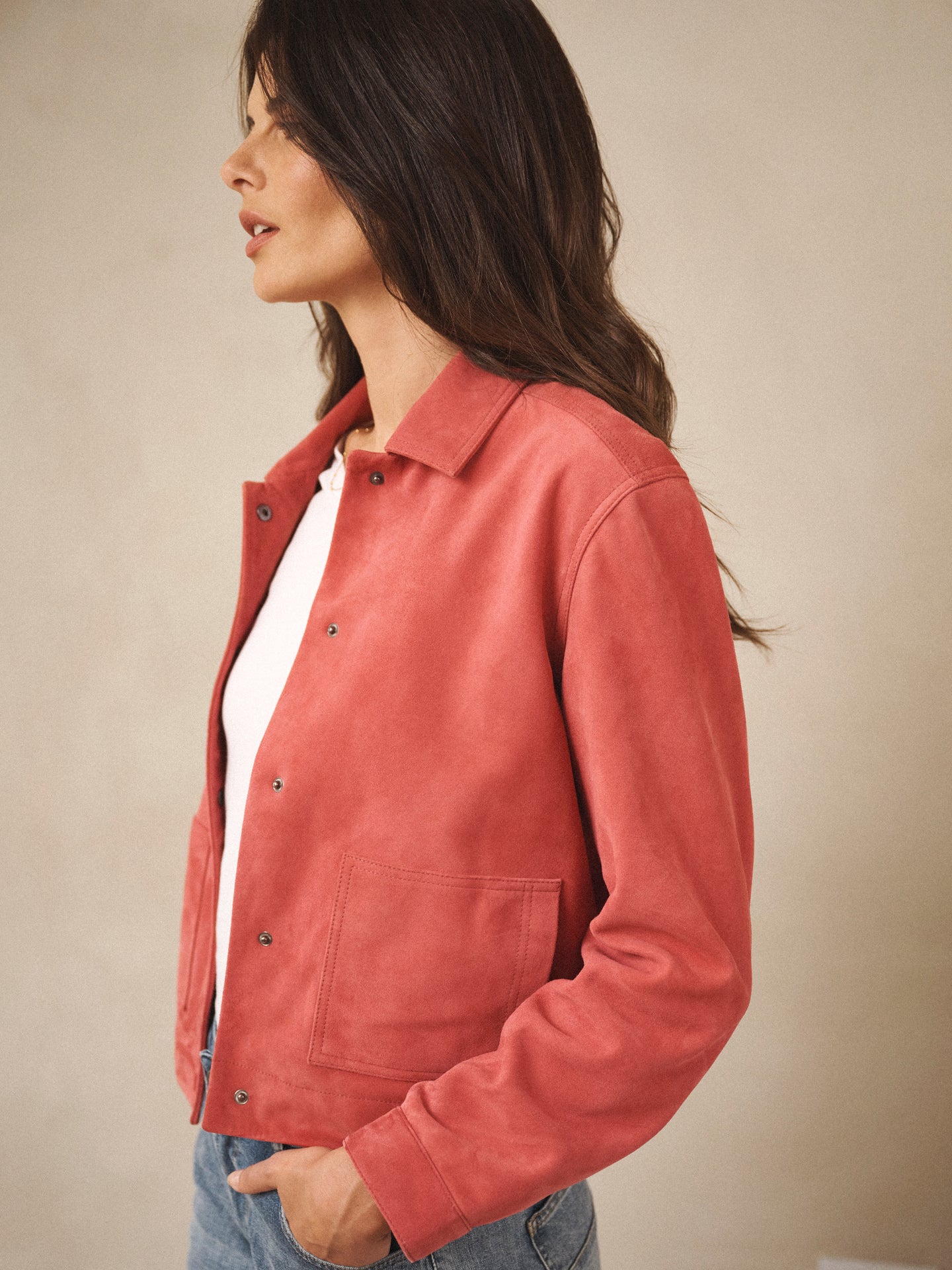 Eliza suede jacket - Raspberry