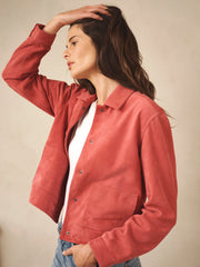 Eliza suede jacket - Raspberry