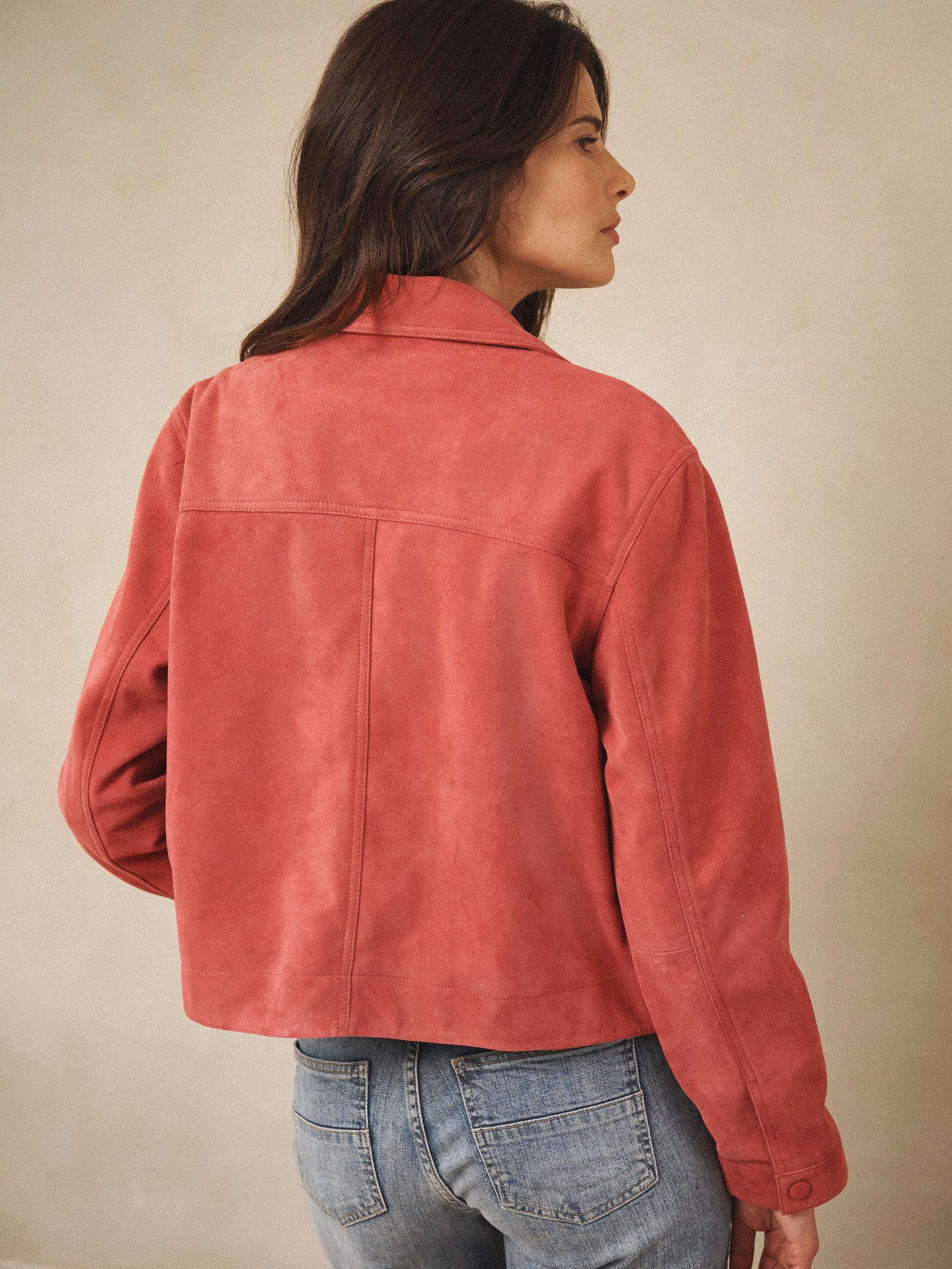 Eliza suede jacket - Raspberry