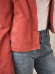 Eliza suede jacket - Raspberry